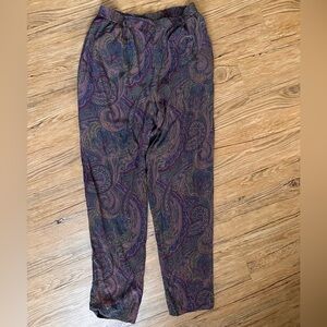 Vintage Liz Claiborne Multicolor Paisley Pants 100% silk